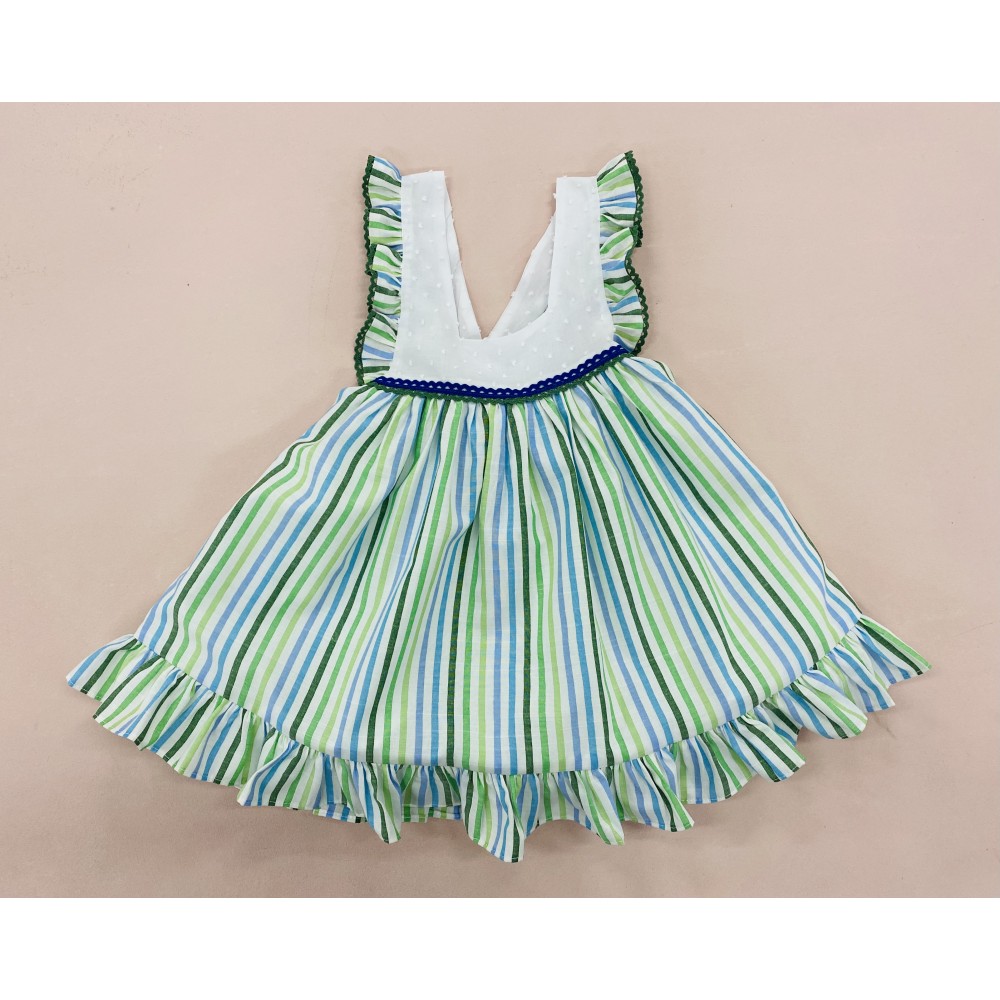 De 2 y 3años vestido rayas verde Gouda