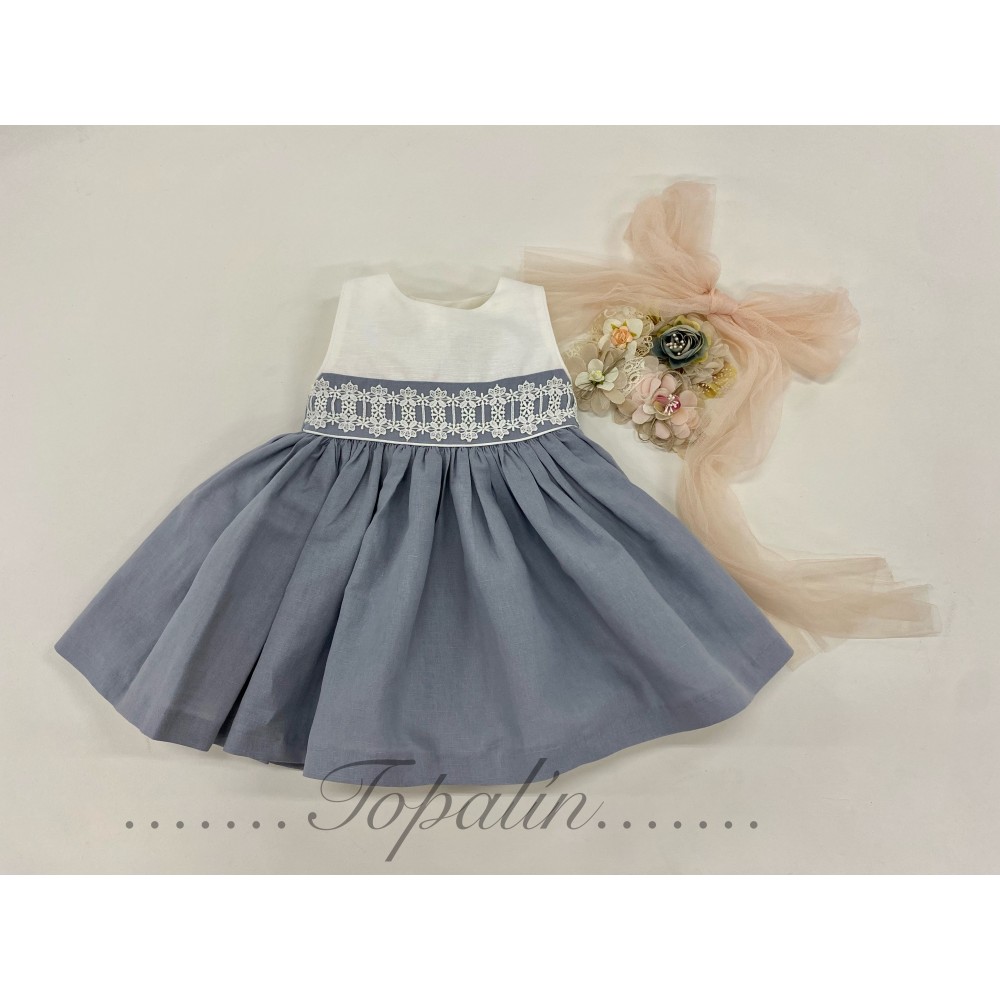 De 2 a 4 años vestido Marquesa gris