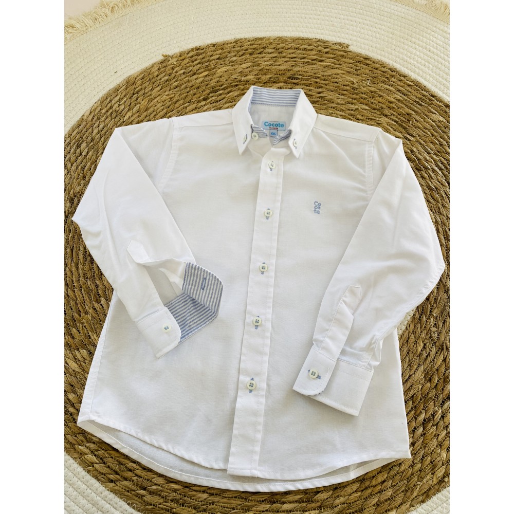 de 5 a 10años camisa blanca rayas celeste cocote