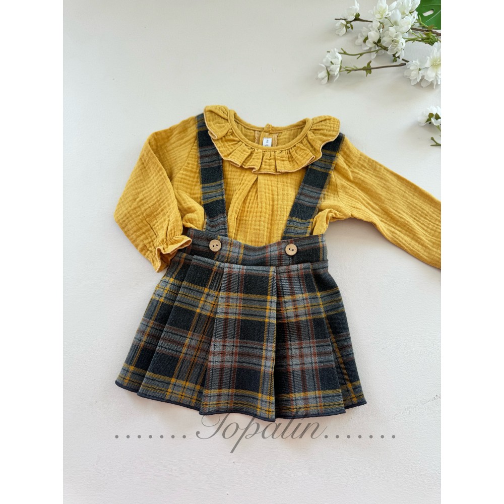 De 3 a 6 años pichi cuadros con blusa Hamburgo oferta