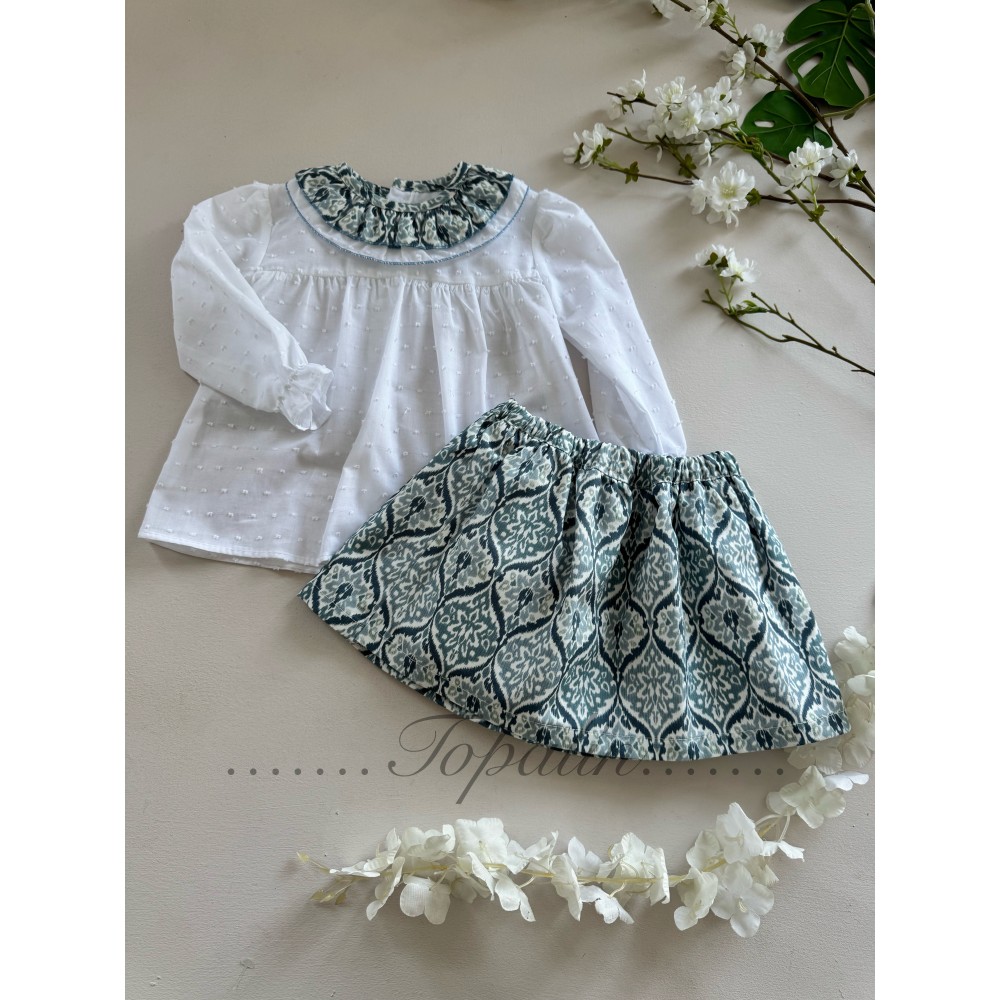 De 2 a 8 años conjunto falda + blusa Marmolado