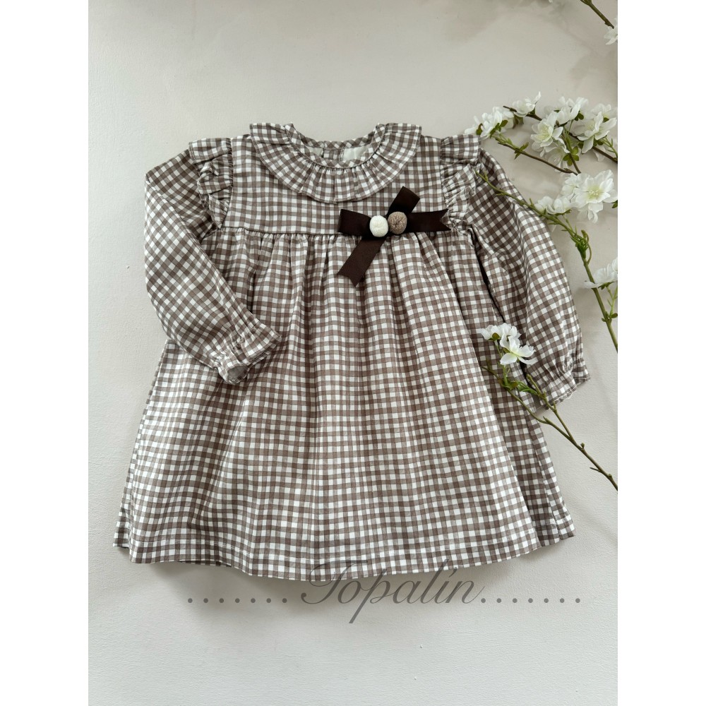 De 2 a 12 años vestido ** cuadros vichy Olivo