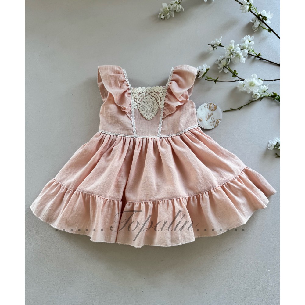 De 2 a 8 años vestido ceremonia salmón pastel Tudor Lilus