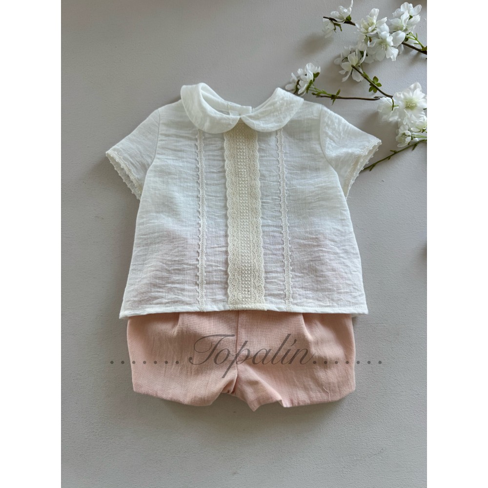 De 3 a 36m conjunto ceremonia pantalón salmón pastel Tudor Medicci Capuletos niño  Lilus