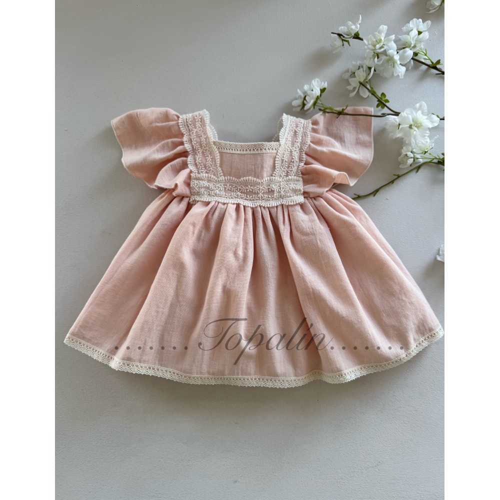 De 3 a 18m vestido bambula salmón pastel Capuletos ceremonia  niña de bebé Lilus