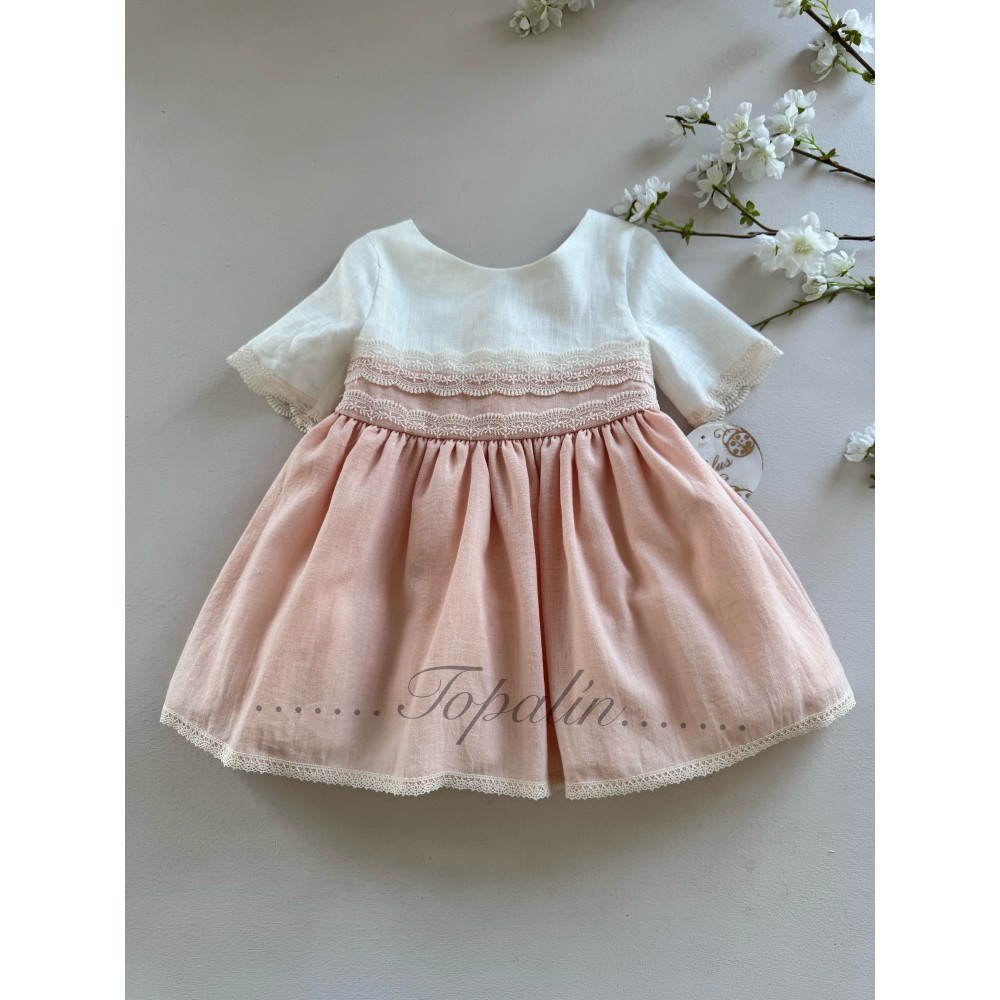 De 2 a 8 años vestido ceremonia salmón pastel Capuletos manga al codo Lilus