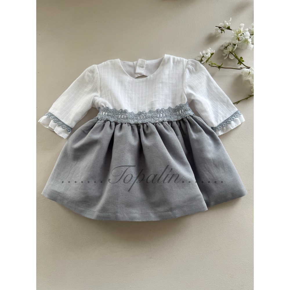 De 2 a 8 años vestido gris ceremonia Padua Baby-Ferr