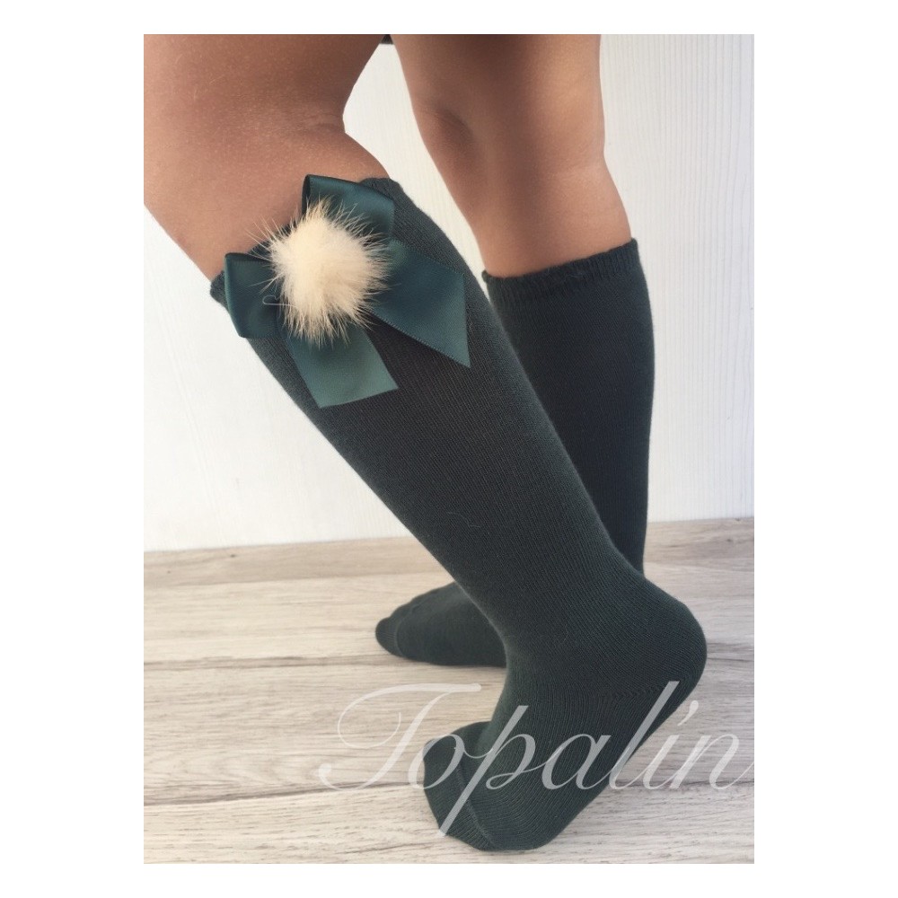 De 00 a 1 Calcetin Deseada lazo y pompón pelo