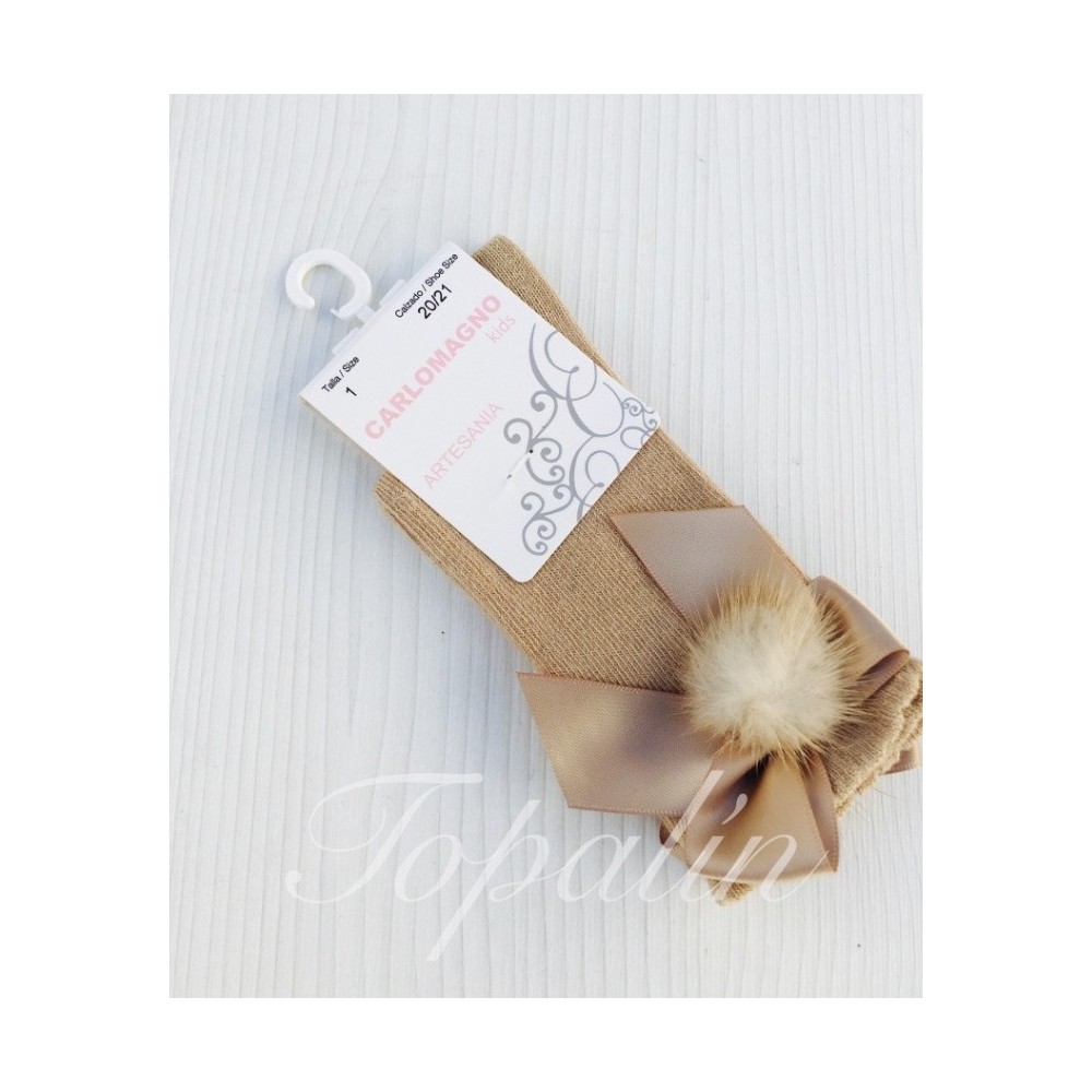 De 0 y 3 Calcetín Deseada lazo y pompón pelo