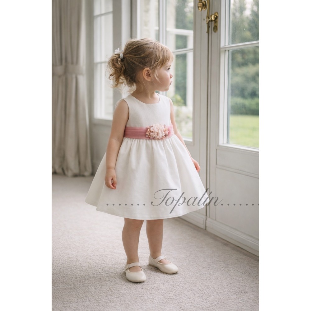 De 3 a 36m vestido ceremonia sisa plumeti  rosa  Sissí 40184