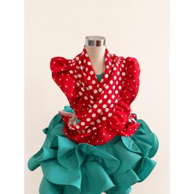 Mantón  rojo lunar blanco